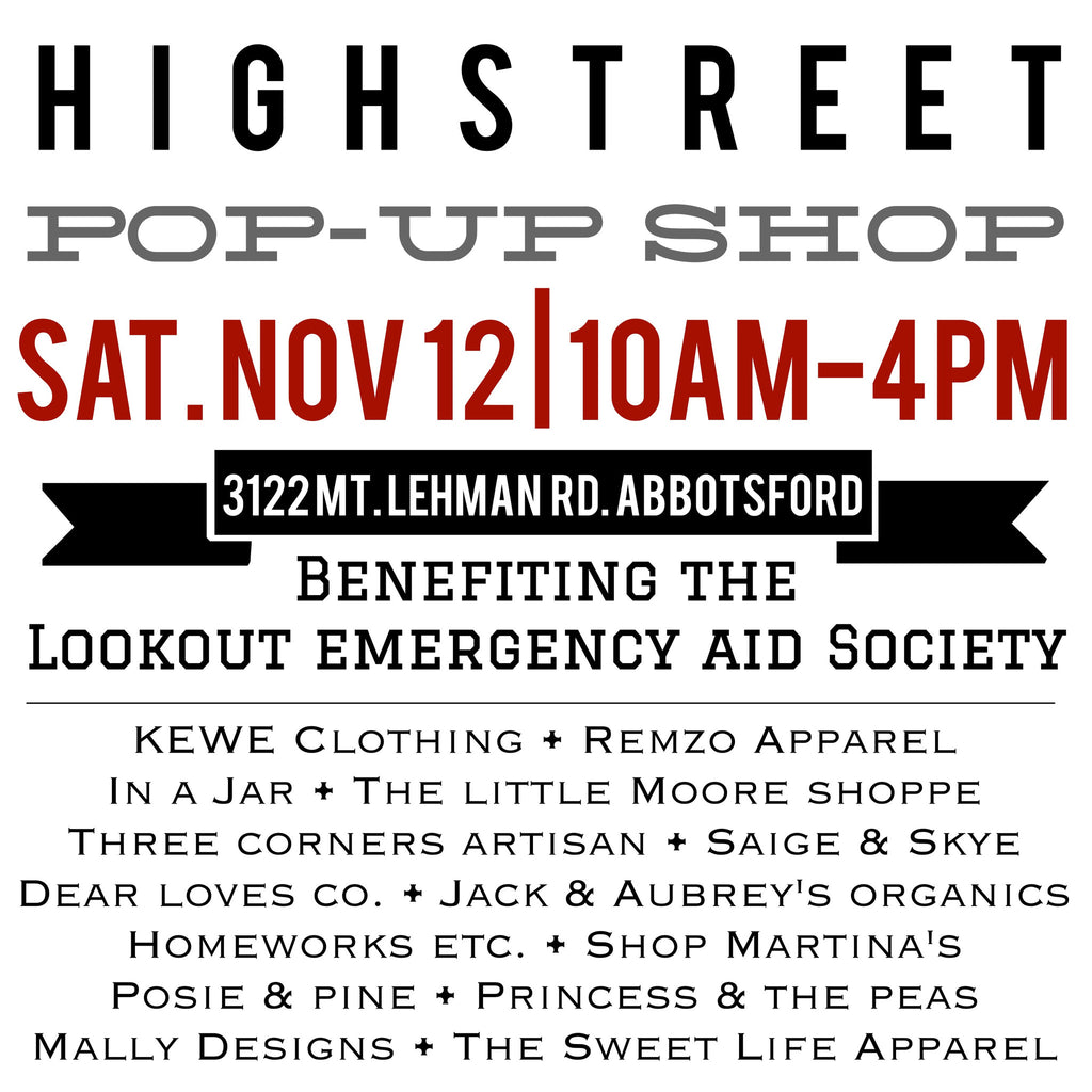 Pop-up at Highstreet: Benefiting the Lookout emergency aid society